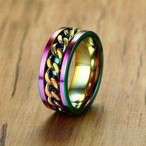 CHAIN ROTATABLE RINGS    MANY COLORS AND SIZES